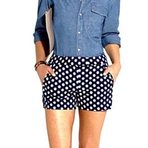 J Crew Polka Dot High Waist Shorts Navy Size 8